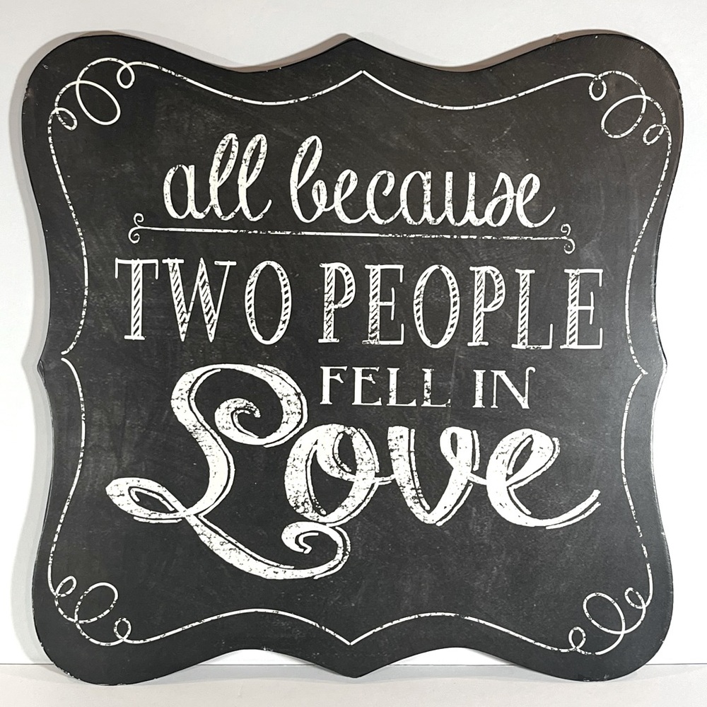 NWT-Chalk Board Style Metal Home Decor or Wedding Sign 13”x13”